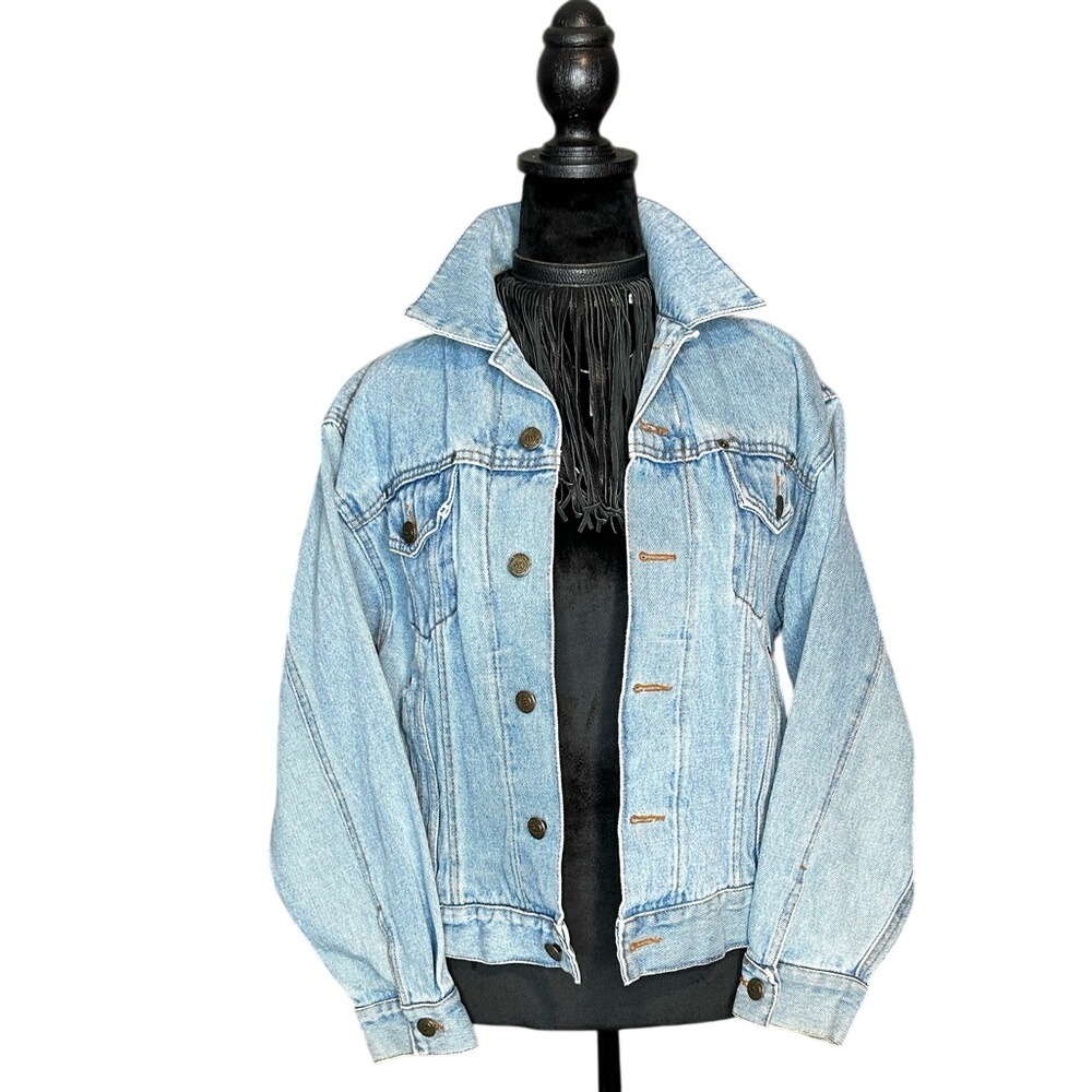 955 Denim Trucker Jacket Mens M Light Wash Blue Vintage Good Condition 90s Style
